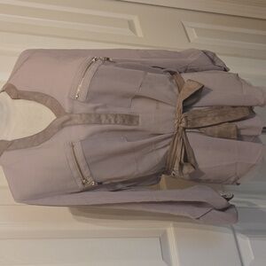 NWT DOUBLE ZERO see thru Top Sz M With Faux Suede Trim /belt